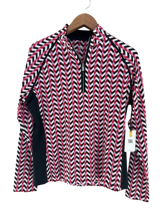 Tail Tops - NWT TAIL Geometric Pink Black White 1/4 Zip-Front Golf Top SPF 50